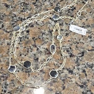 Kendra Scott Gold-Tone Long Necklace with Gray Faceted Stones